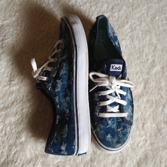 Keds Doubleup Distressed Denim Star sneakers - Picture 1 of 8